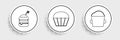 Set line Bakery bowl dough, Burger and Muffin icon. Vector