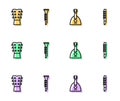 Set line Balalaika, Guitar neck, Clarinet and Flute icon. Vector