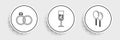 Set line Balloons with ribbon, Wedding rings and Glass of champagne icon. Vector Royalty Free Stock Photo