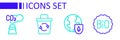 Set line Banner for bio, Earth with shield, Recycle bin and CO2 emissions cloud icon. Vector