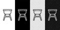 Set line Barbecue grill icon isolated on black and white background. BBQ grill party. Vector Illustration Royalty Free Stock Photo