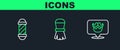 Set line Barbershop, Classic pole and Shaving brush icon. Vector