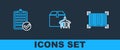 Set line Barcode, Verification of delivery list and Plane and cardboard box icon. Vector