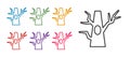 Set line Bare tree icon isolated on white background. Set icons colorful. Vector