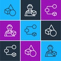 Set line Basic geometric shapes, Isometric cube and Graphic designer icon. Vector