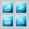 Set line Bathtub, Acupuncture therapy, Sauna and spa procedures and icon. Vector Royalty Free Stock Photo