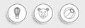 Set line Beach ball, Hot air balloon and Bear head icon. Vector Royalty Free Stock Photo
