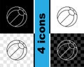 Set line Beach ball icon isolated on black and white, transparent background. Vector Royalty Free Stock Photo