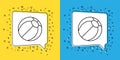 Set line Beach ball icon isolated on yellow and blue background. Vector Royalty Free Stock Photo