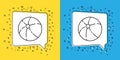 Set line Beach ball icon isolated on yellow and blue background. Vector Illustration Royalty Free Stock Photo