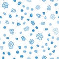 Set line Beaker with toxic liquid, Bacteria and Experimental mouse on seamless pattern. Vector