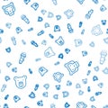 Set line Bear head, Monkey and Flashlight on seamless pattern. Vector Royalty Free Stock Photo