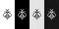 Set line Bee icon isolated on black and white background. Sweet natural food. Honeybee or apis with wings symbol. Flying Royalty Free Stock Photo