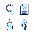 Set line Beekeeper with protect hat, Jar of honey, Honeycomb and icon. Vector