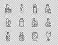 Set line Beer bottle, Wine glass, Cocktail Bloody Mary, Whiskey, and, shaker, can and Bottle of cognac or brandy icon Royalty Free Stock Photo