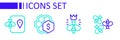 Set line Bees, Queen bee, Sale of honeycomb and location icon. Vector Royalty Free Stock Photo