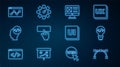 Set line Bezier curve, Front end development, UI or UX design, Keyboard, Website statistic, and icon. Vector Royalty Free Stock Photo