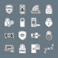 Set line Bezier curve, Safe combination lock wheel, Castle the shape of heart, Wifi locked, Please do not disturb, Lock