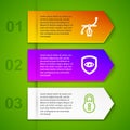 Set line Bezier curve, Shield and eye, Lock and Castle in the shape of heart. Business infographic template. Vector