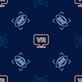 Set line Big brother electronic eye, 360 degree view and Virtual reality on seamless pattern. Vector Royalty Free Stock Photo