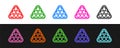 Set line Billiard balls in a rack triangle icon isolated on black and white background. Vector Royalty Free Stock Photo