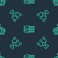 Set line Binary code, Algorithm and Artificial intelligence robot on seamless pattern. Vector Royalty Free Stock Photo