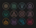 Set line Binary code, Artificial intelligence AI, Graduation cap, Algorithm, Cloud database, Neural network, Computer Royalty Free Stock Photo