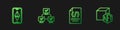 Set line Binary code, Ethereum ETH, NFT blockchain technology and Digital crypto art. Gradient color icons. Vector