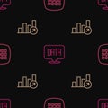 Set line Binary code, Financial growth and Data analysis on seamless pattern. Vector Royalty Free Stock Photo