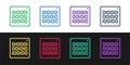 Set line Binary code icon isolated on black and white background. Vector