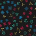 Set line Binary code, Neural network, Funnel filter and on seamless pattern. Vector Royalty Free Stock Photo