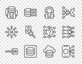 Set line Binary code, Neural network, Robot setting, Server, Data, Artificial intelligence robot, Photo retouching Royalty Free Stock Photo