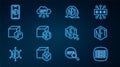 Set line Binary code, NFT Digital crypto art, Mobile with store app, and cloud icon. Vector Royalty Free Stock Photo