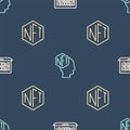 Set line Binary code, NFT Digital crypto art and on seamless pattern. Vector Royalty Free Stock Photo