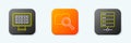 Set line Binary code, Search with folder and Server icon. Vector