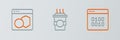 Set line Binary code, Software and Coffee cup to go icon. Vector Royalty Free Stock Photo