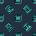 Set line Binary code, Software and on seamless pattern. Vector