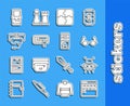 Set line Binary code, UFO flying spaceship, Eyeglasses, Piece of puzzle, Certificate template, Virtual reality, Tetris