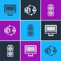 Set line Binary code, Video graphic card and Ethereum exchange NFT icon. Vector