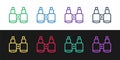 Set line Binoculars icon isolated on black and white background. Find software sign. Spy equipment symbol. Vector Royalty Free Stock Photo