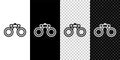 Set line Binoculars icon isolated on black and white background. Find software sign. Spy equipment symbol. Vector Royalty Free Stock Photo