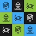 Set line Blindness, Electric wheelchair and Poor eyesight icon. Vector