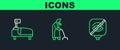 Set line Blindness, Hospital bed and Grandmother icon. Vector