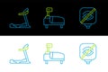 Set line Blindness, Treadmill machine and Hospital bed icon. Vector