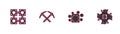 Set line Blockchain technology, ASIC Miner, Crossed pickaxe and CPU mining farm icon. Vector Royalty Free Stock Photo