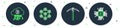 Set line Blockchain technology, Pickaxe, Cryptocurrency cloud mining and CPU farm icon. Vector