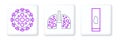 Set line Blood test and virus, Virus and cells in lung icon. Vector