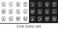 Set line BMP file document, JS, PSD, RAW, PDF, AVI, MP3 and icon. Vector Royalty Free Stock Photo
