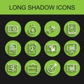 Set line Board with graph chart, Briefcase, Safe, Target, Document, Computer monitor and icon. Vector Royalty Free Stock Photo