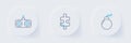 Set line Bomb ready to explode, Piece of puzzle and Gamepad icon. Vector Royalty Free Stock Photo